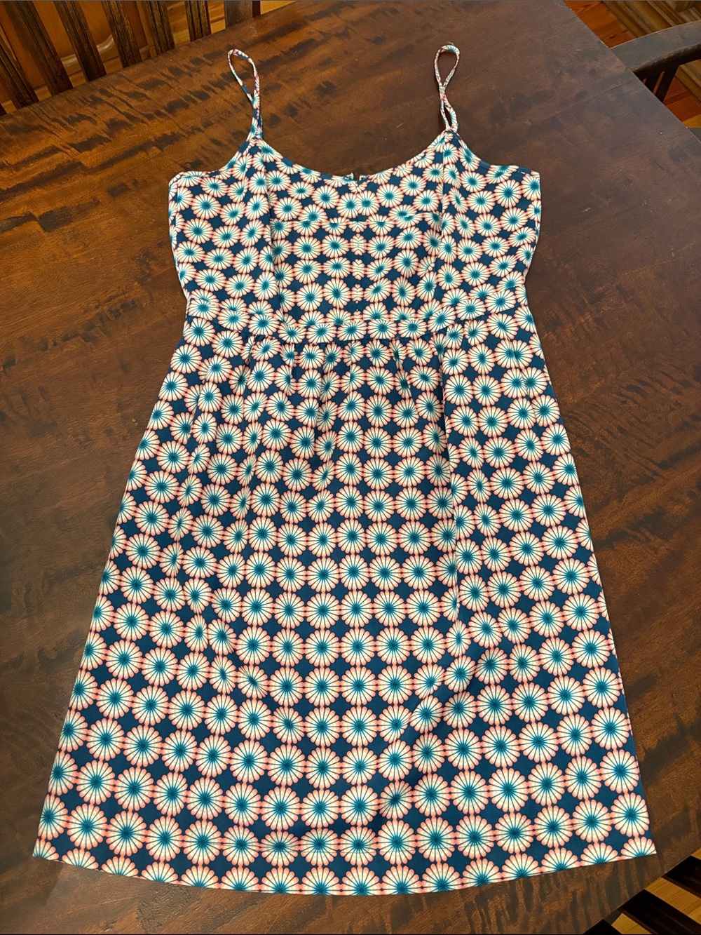 J. Crew Teal Floral Sunburst Mini Dress Size 6
